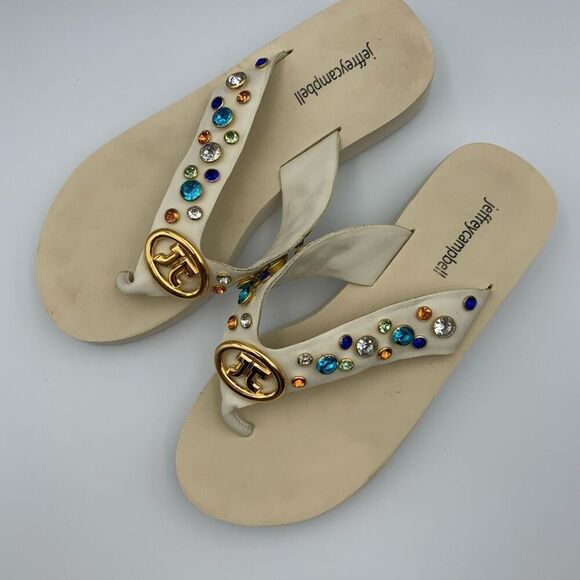 Jeffrey Campbell Iconics Womens Slip On Platform Flip Flop Sandals White Size 8 - Picture 11 of 12